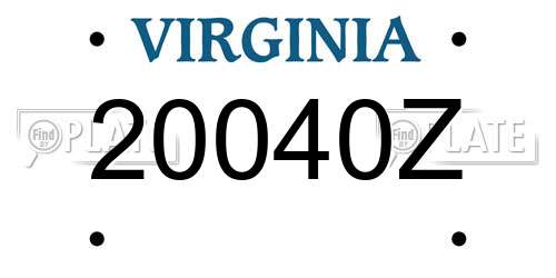 20040Z Virginia License Plate