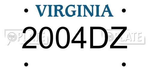 2004DZ Virginia License Plate
