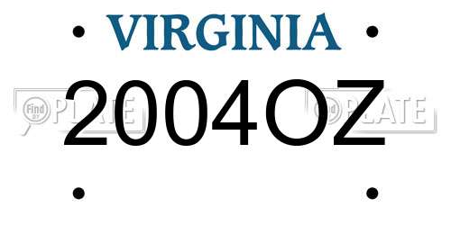 2004OZ Virginia License Plate