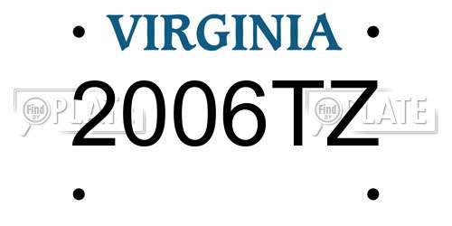 2006TZ Virginia License Plate
