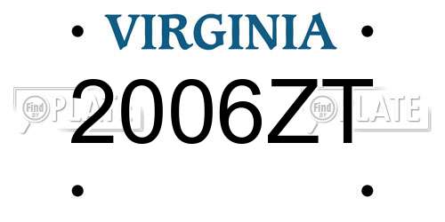 2006ZT Virginia License Plate