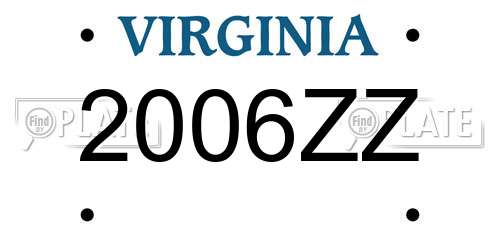 2006ZZ Virginia License Plate