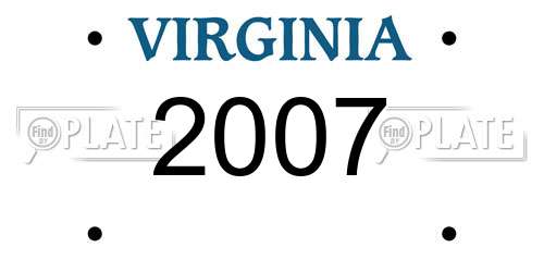 2007 Virginia License Plate