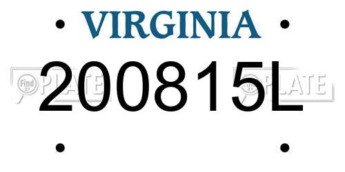 200815L Virginia License Plate