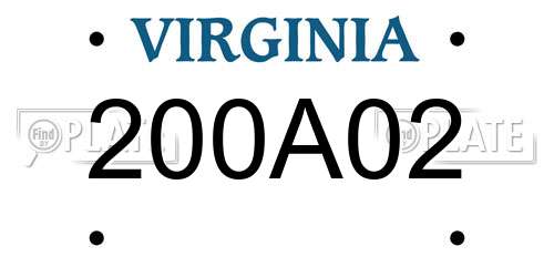 200A02 Virginia License Plate