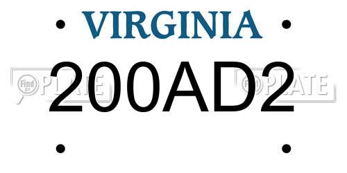 200AD2 Virginia License Plate