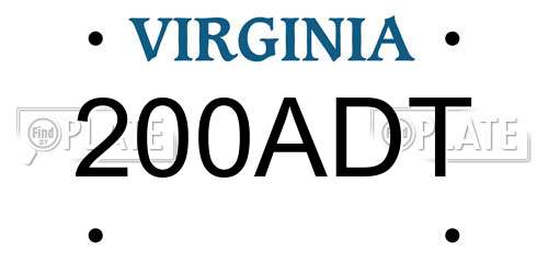 200ADT Virginia License Plate