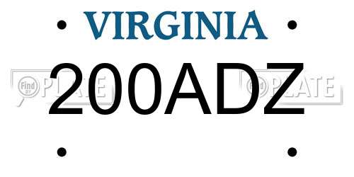 200ADZ Virginia License Plate