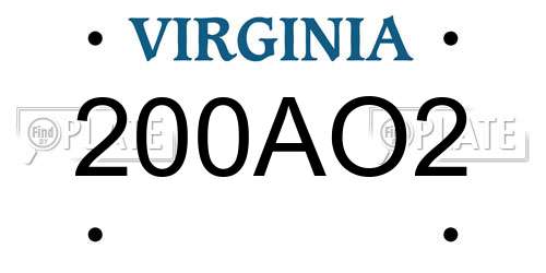 200AO2 Virginia License Plate