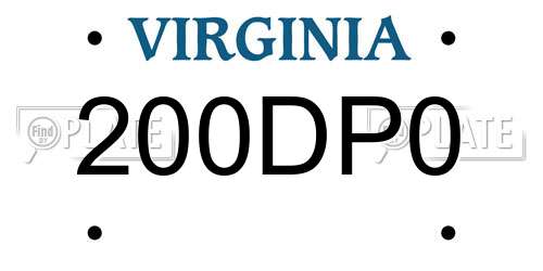 200DP0 Virginia License Plate