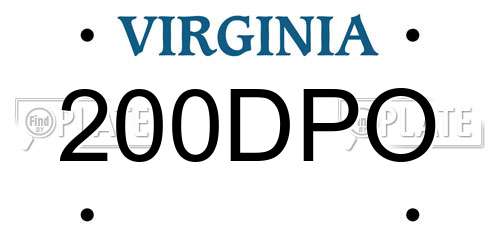 200DPO Virginia License Plate