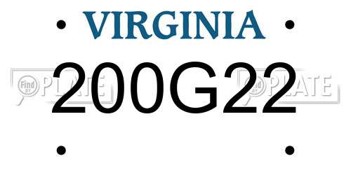 200G22 Virginia License Plate