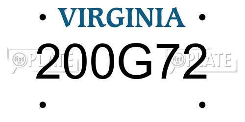200G72 Virginia License Plate