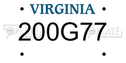 200G77 Virginia License Plate