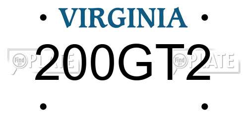 200GT2 Virginia License Plate