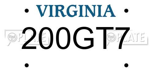 200GT7 Virginia License Plate