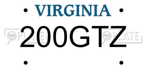 200GTZ Virginia License Plate