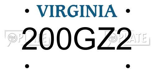 200GZ2 Virginia License Plate