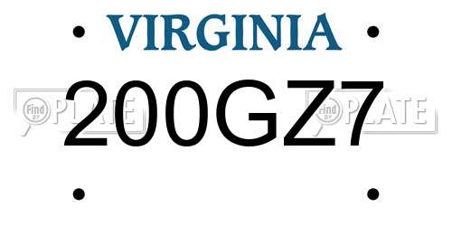 200GZ7 Virginia License Plate