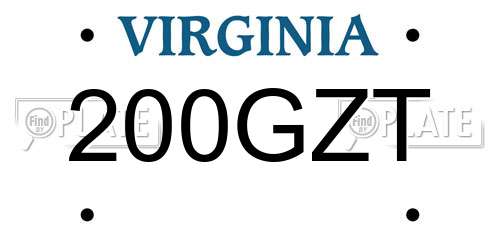 200GZT Virginia License Plate