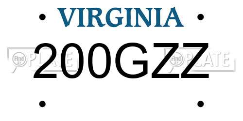 200GZZ Virginia License Plate