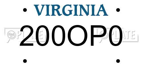 200OP0 Virginia License Plate