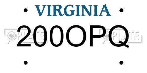 200OPQ Virginia License Plate