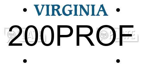 200PROF Virginia License Plate