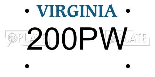 200PW Virginia License Plate