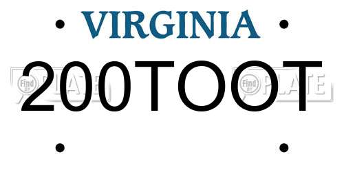 200TOOT Virginia License Plate