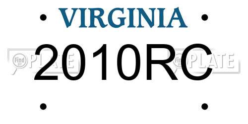 2010RC Virginia License Plate