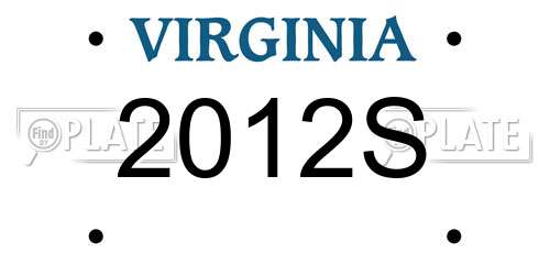2012S Virginia License Plate