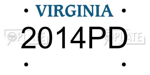 2014PD Virginia License Plate