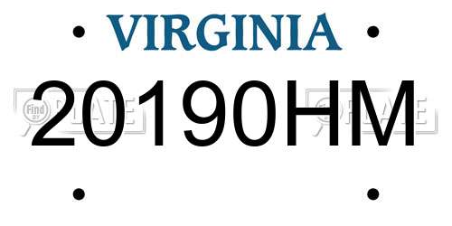 20190HM Virginia License Plate