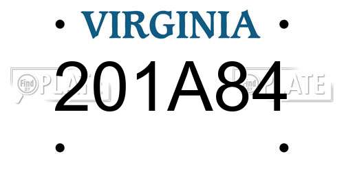 201A84 Virginia License Plate