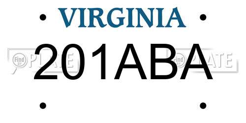 201ABA Virginia License Plate