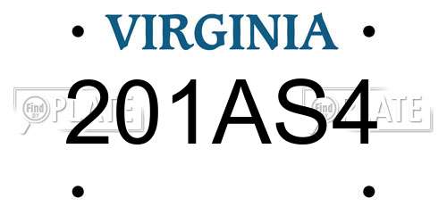 201AS4 Virginia License Plate