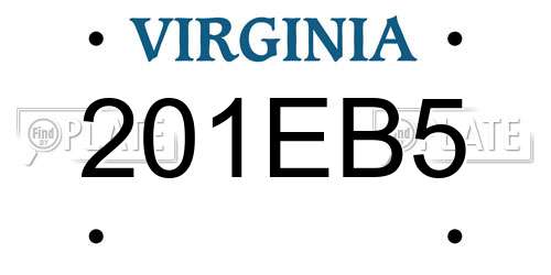 201EB5 Virginia License Plate