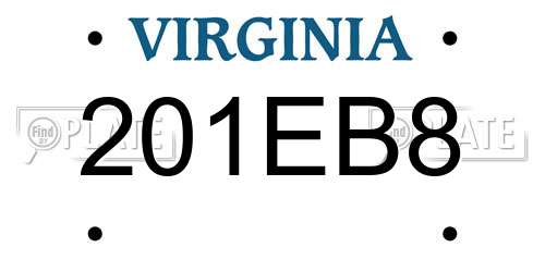 201EB8 Virginia License Plate