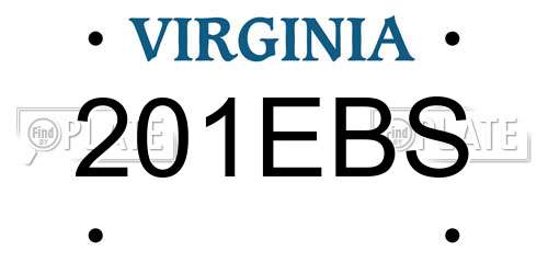 201EBS Virginia License Plate