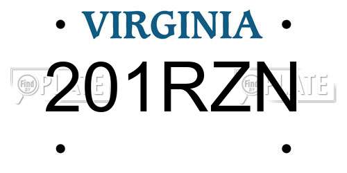 201RZN Virginia License Plate