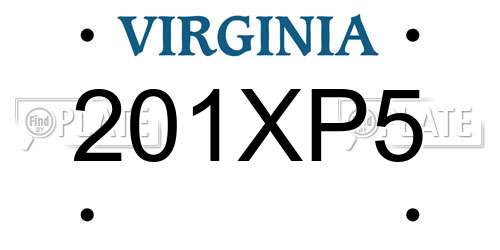 201XP5 Virginia License Plate