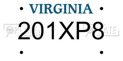201XP8 Virginia License Plate