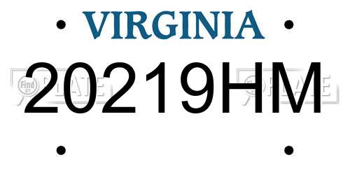 20219HM Virginia License Plate