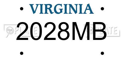 2028MB Virginia License Plate