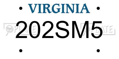 202SM5 Virginia License Plate