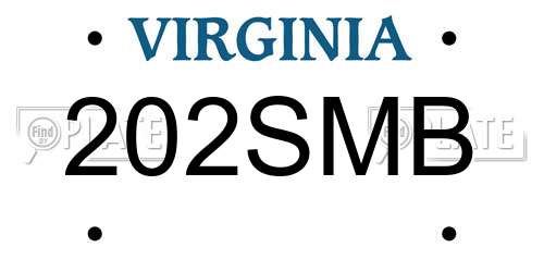 202SMB Virginia License Plate