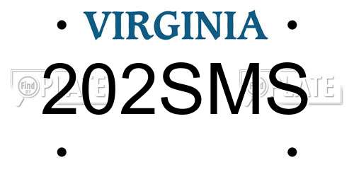 202SMS Virginia License Plate