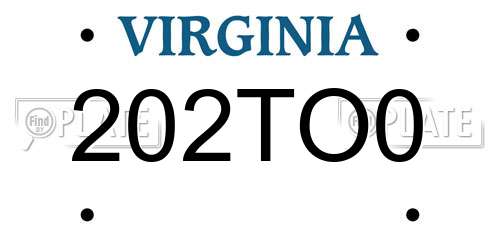 202TO0 Virginia License Plate