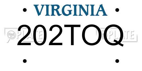 202TOQ Virginia License Plate